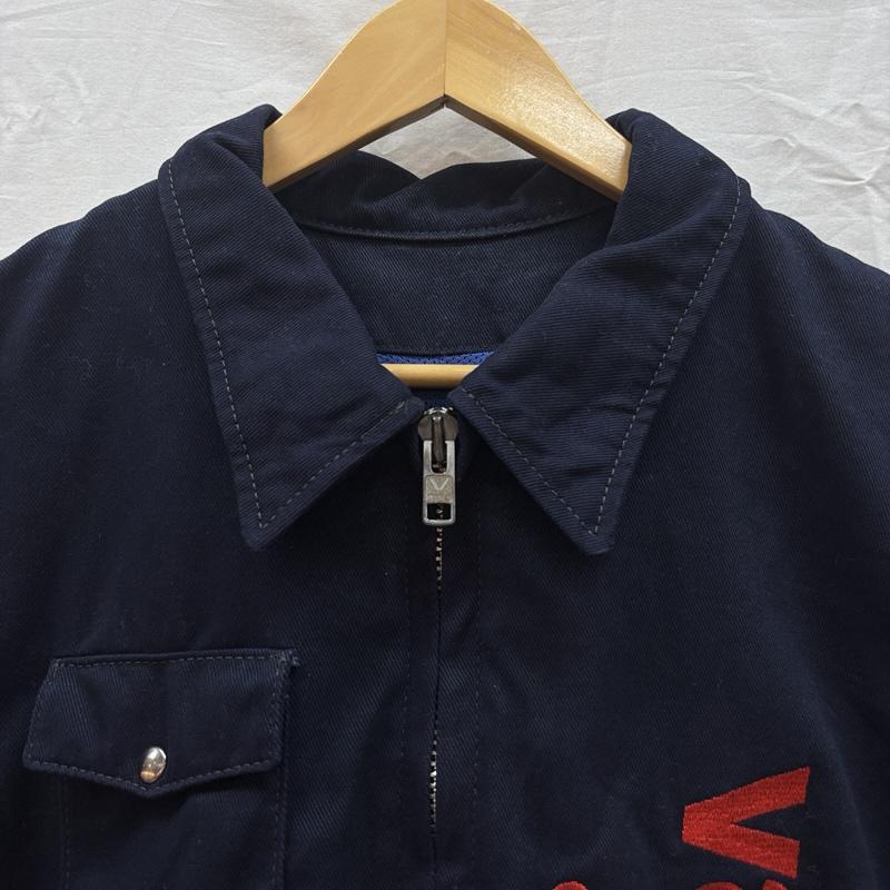 ヴァンソン VANSON シャツ、ブラウス 半袖 ロゴ 刺繍 ジップアップ 半袖 シャツ ジャケット メッシュライナー ショート丈 XL 紺 / ネイビー / navy メンズ USED 古着 中古 50164298