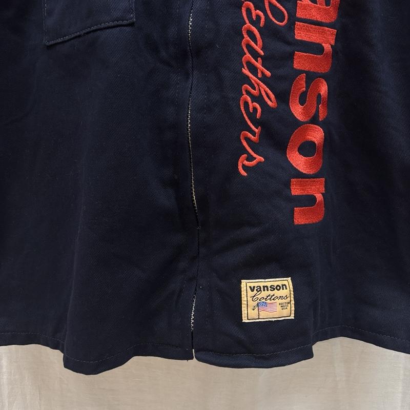 ヴァンソン VANSON シャツ、ブラウス 半袖 ロゴ 刺繍 ジップアップ 半袖 シャツ ジャケット メッシュライナー ショート丈 XL 紺 / ネイビー / navy メンズ USED 古着 中古 50164298