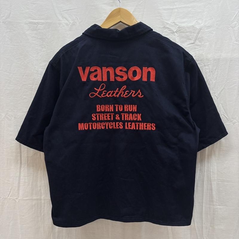 ヴァンソン VANSON シャツ、ブラウス 半袖 ロゴ 刺繍 ジップアップ 半袖 シャツ ジャケット メッシュライナー ショート丈 XL 紺 / ネイビー / navy メンズ USED 古着 中古 50164298