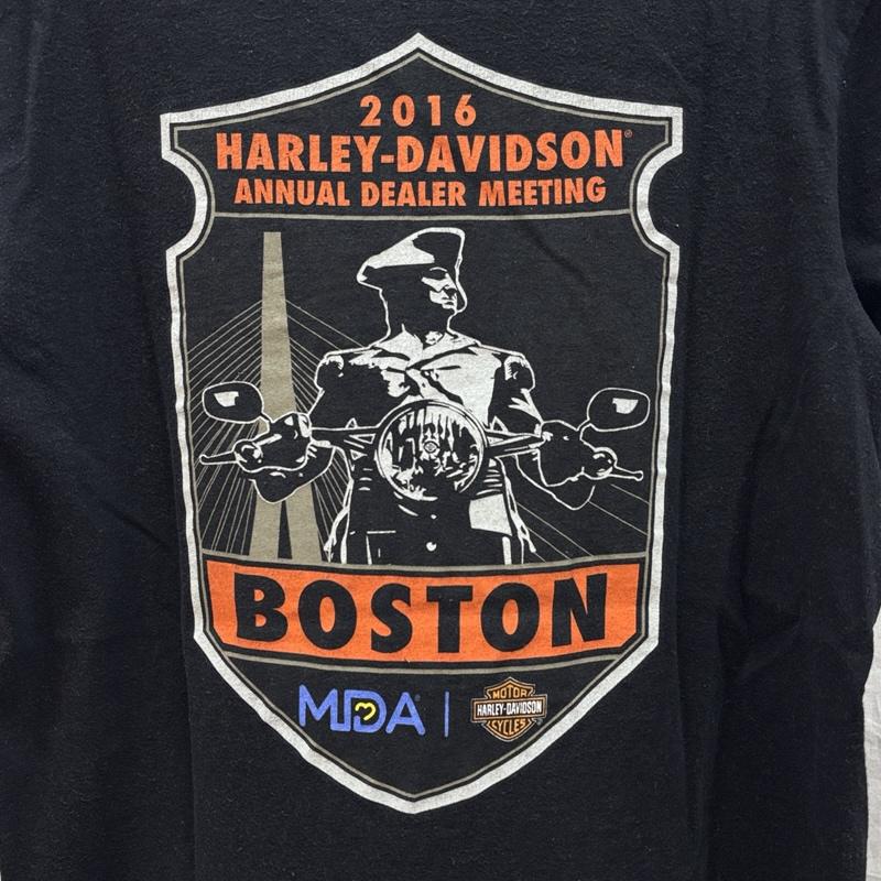 ハーレーダビッドソン Harley-Davidson Tシャツ 半袖 2016 ANNUAL DEALER MEETING BOSTON ボストン ロゴ クルーネック Tシャツ M 黒 / ブラック / black メンズ USED 古着 中古 50164300