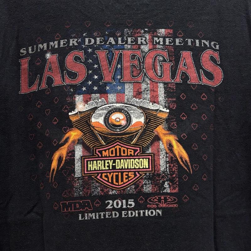 ハーレーダビッドソン Harley-Davidson Tシャツ 半袖 2015 SUMMER DEALER MEETING LAS VEGAS ロゴ プリント クルーネック Tシャツ M 黒 / ブラック / black メンズ USED 古着 中古 50164302