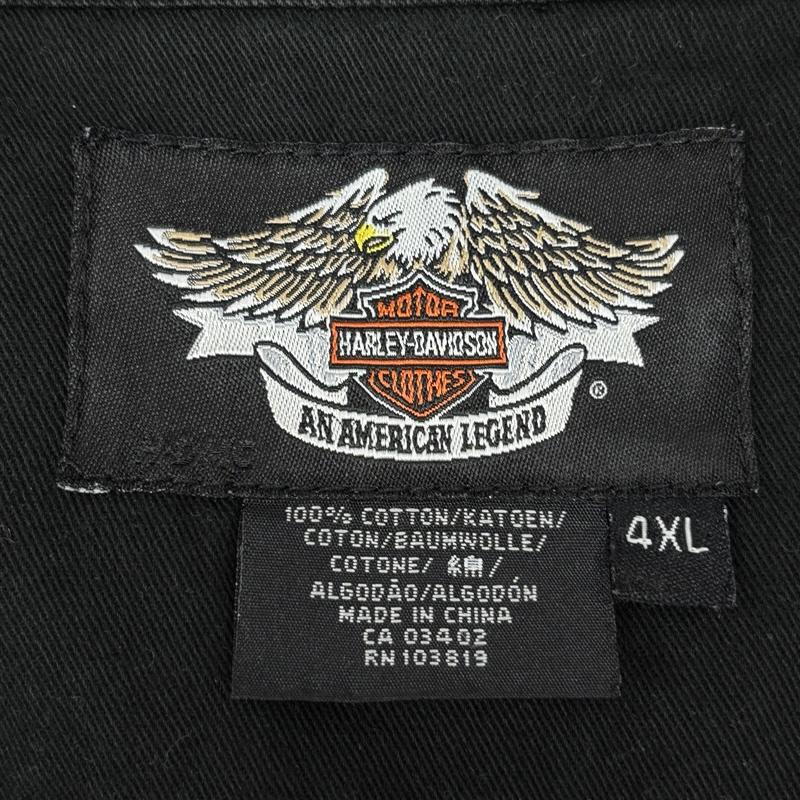 ハーレーダビッドソン Harley-Davidson シャツ、ブラウス 半袖 バイクガール ロゴ V-TWIN POWER オープンカラー 半袖 ボックス シャツ - 黒 / ブラック / black メンズ USED 古着 中古 50164303
