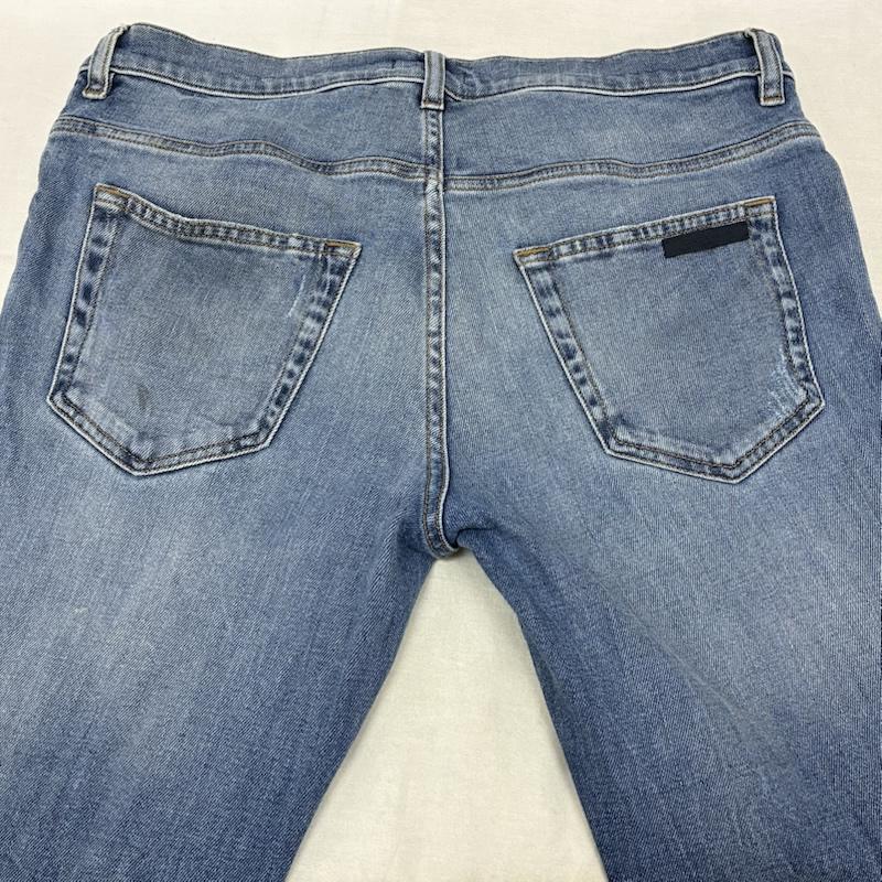 プラダ PRADA パンツ デニム、ジーンズ ストレッチ ストレート デニムパンツ ジッパーフライ ダメージ加工 GEP083 34インチ メンズ USED 古着 中古 50164306