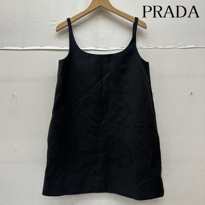 プラダ PRADA ワンピース ミニスカート ウール キャミ ワンピース DNA942 40 黒 / ブラック / black X ダークグレー / ダークグレー / レディース USED 古着 中古 50164313