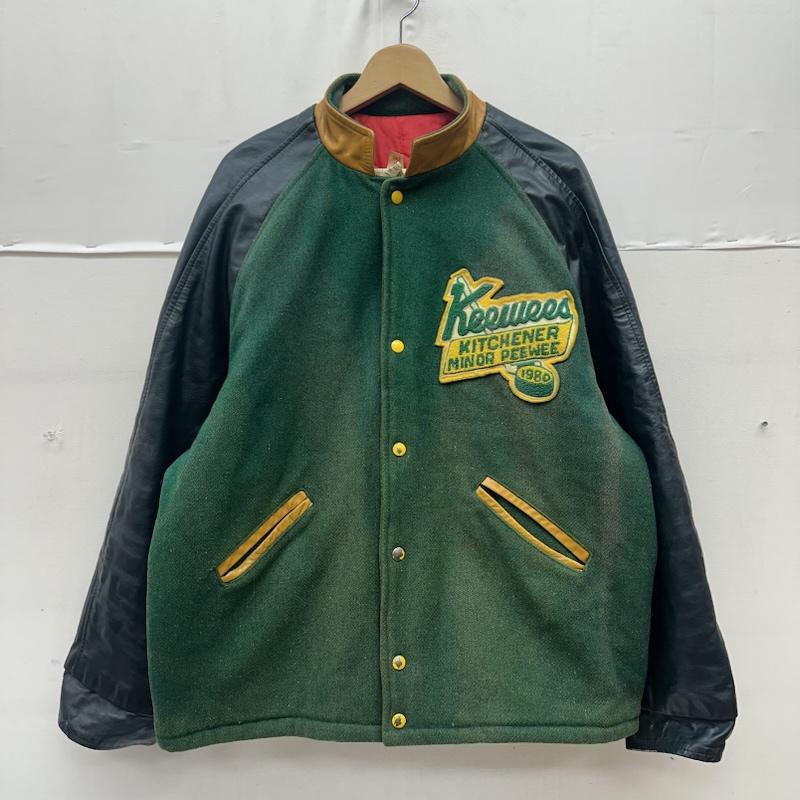 古着 USED ジャケット、上着 ジャンパー、ブルゾン 80s 90s 袖レザー ワッペン ウール スタジャン 48 緑 / グリーン / green メンズ USED 古着 中古 50164314