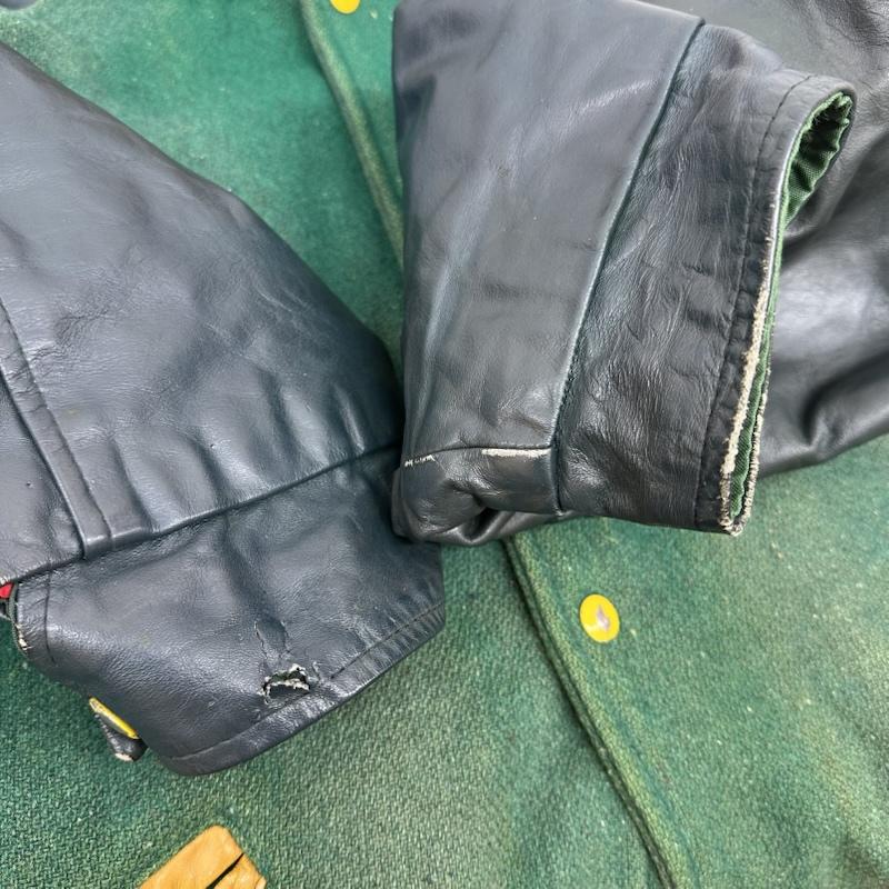 古着 USED ジャケット、上着 ジャンパー、ブルゾン 80s 90s 袖レザー ワッペン ウール スタジャン 48 緑 / グリーン / green メンズ USED 古着 中古 50164314