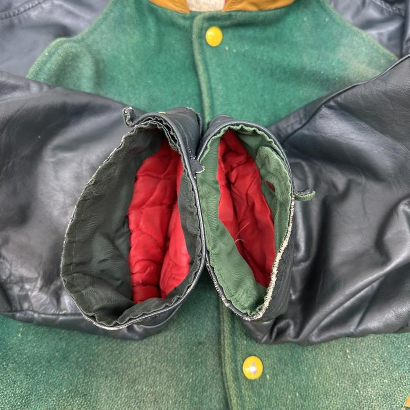 古着 USED ジャケット、上着 ジャンパー、ブルゾン 80s 90s 袖レザー ワッペン ウール スタジャン 48 緑 / グリーン / green メンズ USED 古着 中古 50164314