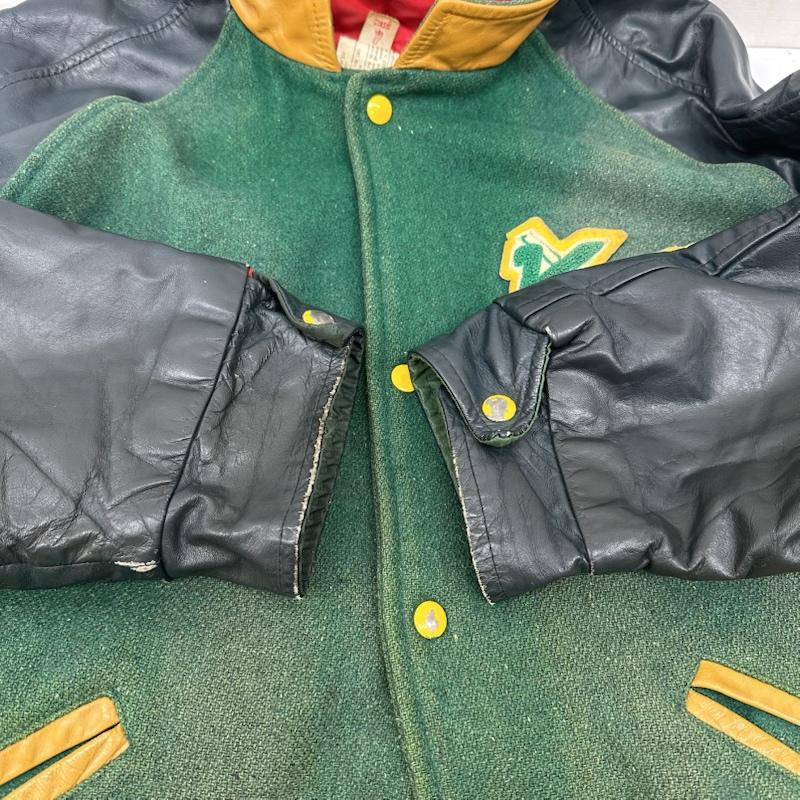 古着 USED ジャケット、上着 ジャンパー、ブルゾン 80s 90s 袖レザー ワッペン ウール スタジャン 48 緑 / グリーン / green メンズ USED 古着 中古 50164314