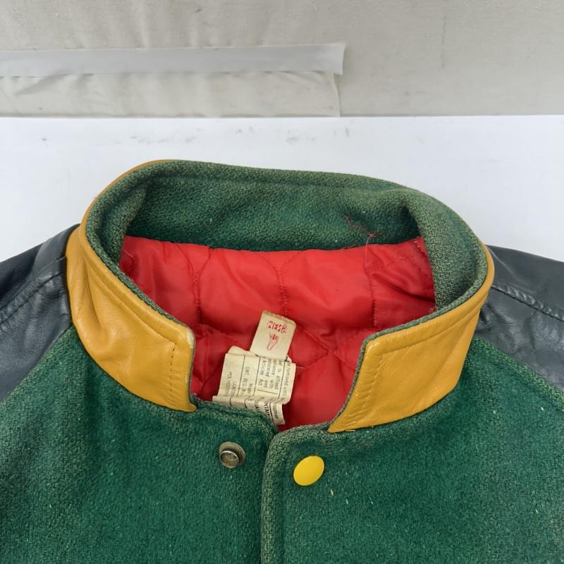 古着 USED ジャケット、上着 ジャンパー、ブルゾン 80s 90s 袖レザー ワッペン ウール スタジャン 48 緑 / グリーン / green メンズ USED 古着 中古 50164314