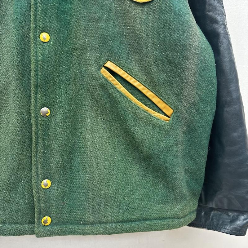 古着 USED ジャケット、上着 ジャンパー、ブルゾン 80s 90s 袖レザー ワッペン ウール スタジャン 48 緑 / グリーン / green メンズ USED 古着 中古 50164314