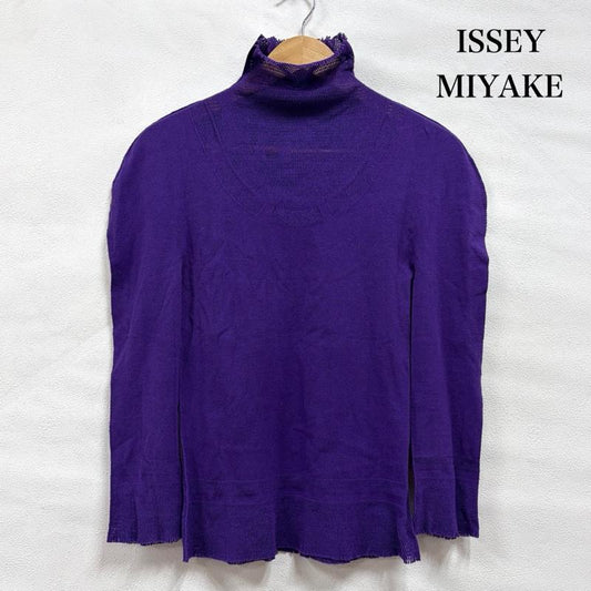 イッセイミヤケ ISSEY MIYAKE ニット、セーター 長袖 A-POC 長袖 タートル メッシュ 薄手 デザイン ニット カットソー IM23KK316 2 無地 紫 / パープル / purple レディース USED 古着 中古 50164318