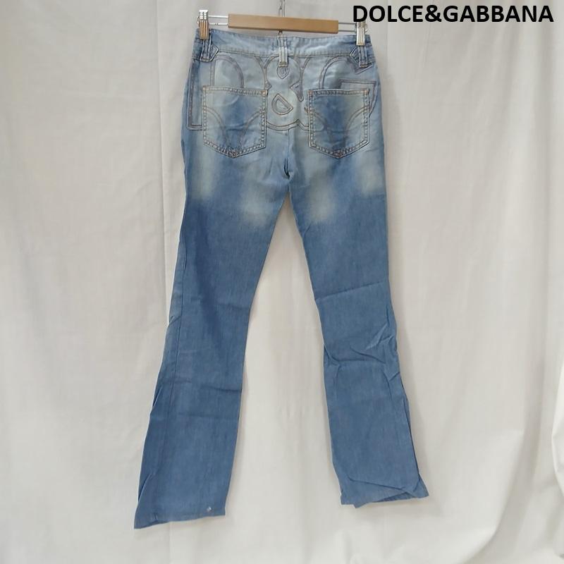 ドルチェアンドガッバーナ DOLCE&GABBANA パンツ デニム、ジーンズ 00s D&G フレア デニム パンツ ロゴ 刺繍 イタリア製 y2k 24インチ 38 インディゴ / インディゴ / Indigo レディース USED 古着 中古 50164325