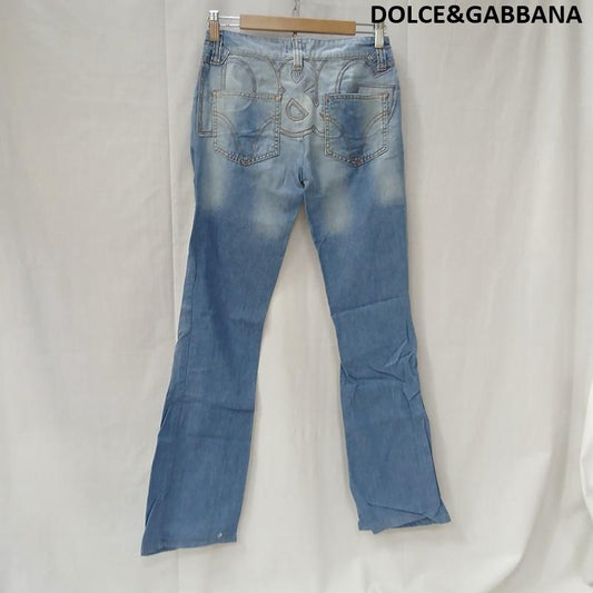 ドルチェアンドガッバーナ DOLCE&GABBANA パンツ デニム、ジーンズ 00s D&G フレア デニム パンツ ロゴ 刺繍 イタリア製 y2k 24インチ 38 インディゴ / インディゴ / Indigo レディース USED 古着 中古 50164325