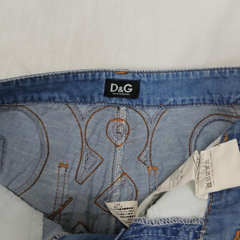 ドルチェアンドガッバーナ DOLCE&GABBANA パンツ デニム、ジーンズ 00s D&G フレア デニム パンツ ロゴ 刺繍 イタリア製 y2k 24インチ 38 インディゴ / インディゴ / Indigo レディース USED 古着 中古 50164325