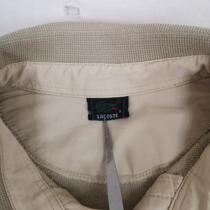 ラコステ LACOSTE ニット、セーター 長袖 緑ワニ ロゴパッチ ワンポイント ボーダー ニット セーター ポロシャツ L ベージュ / ベージュ / beige メンズ USED 古着 中古 50164335