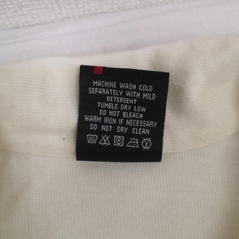 ラルフローレン RALPHLAUREN ポロシャツ 長袖 ロゴ刺繍 プロダクトタグ 布タグ ライン切り替え M 白 / ホワイト / white メンズ USED 古着 中古 50164336
