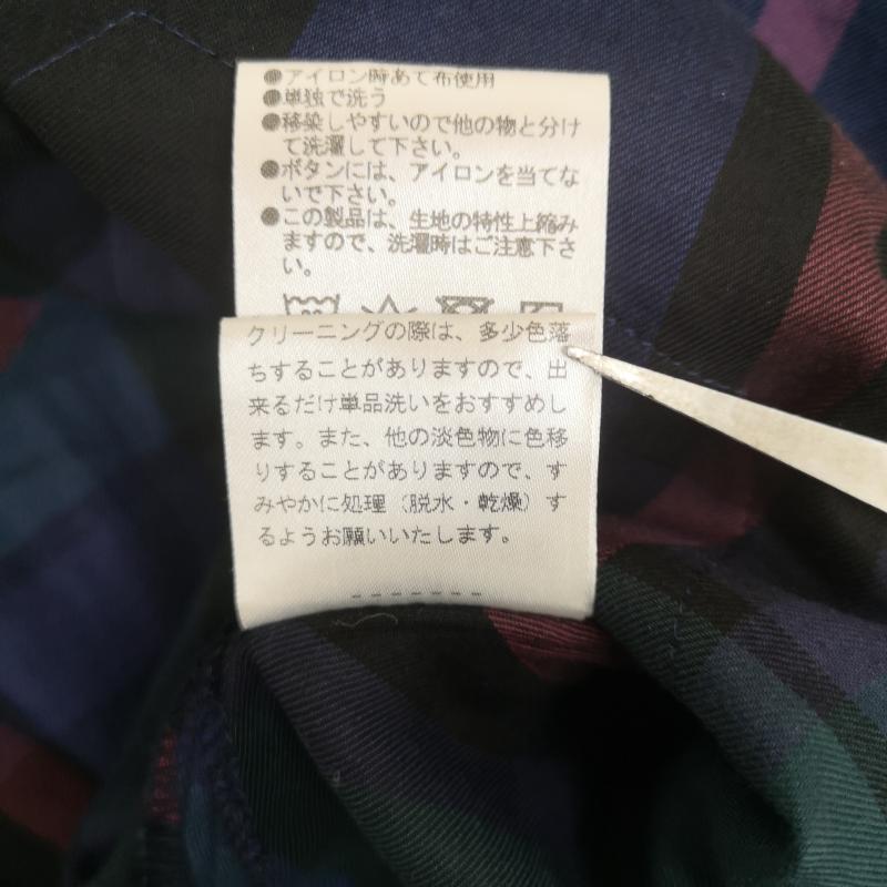 ステュディオス STUDIOUS シャツ、ブラウス 長袖 日本製 タータンチェック クレイジーパターン サイドスリット 金ボタン 107300009 1 青 / ブルー / blue メンズ USED 古着 中古 50164342