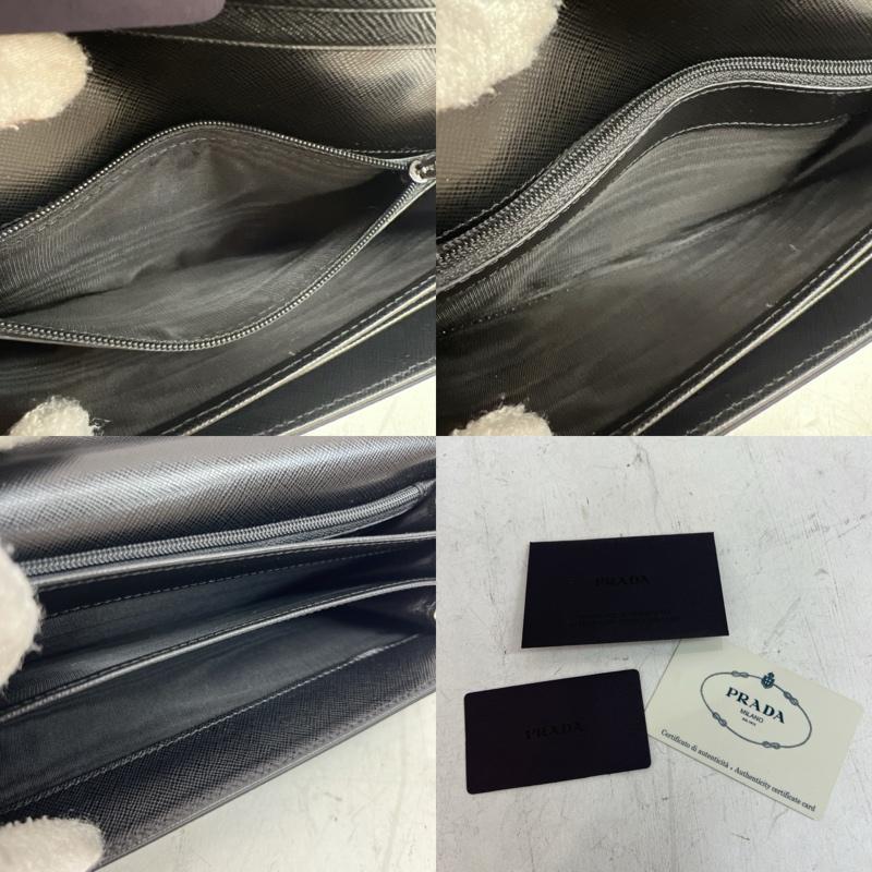 プラダ PRADA 財布 長財布 ナイロン レザー 三角プレート 長財布 1M0608 シリアルナンバーあり - 黒 / ブラック / black レディース USED 古着 中古 50164343
