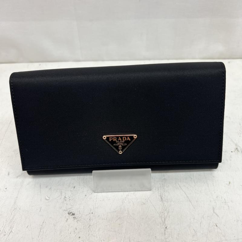 プラダ PRADA 財布 長財布 ナイロン レザー 三角プレート 長財布 1M0608 シリアルナンバーあり - 黒 / ブラック / black レディース USED 古着 中古 50164343