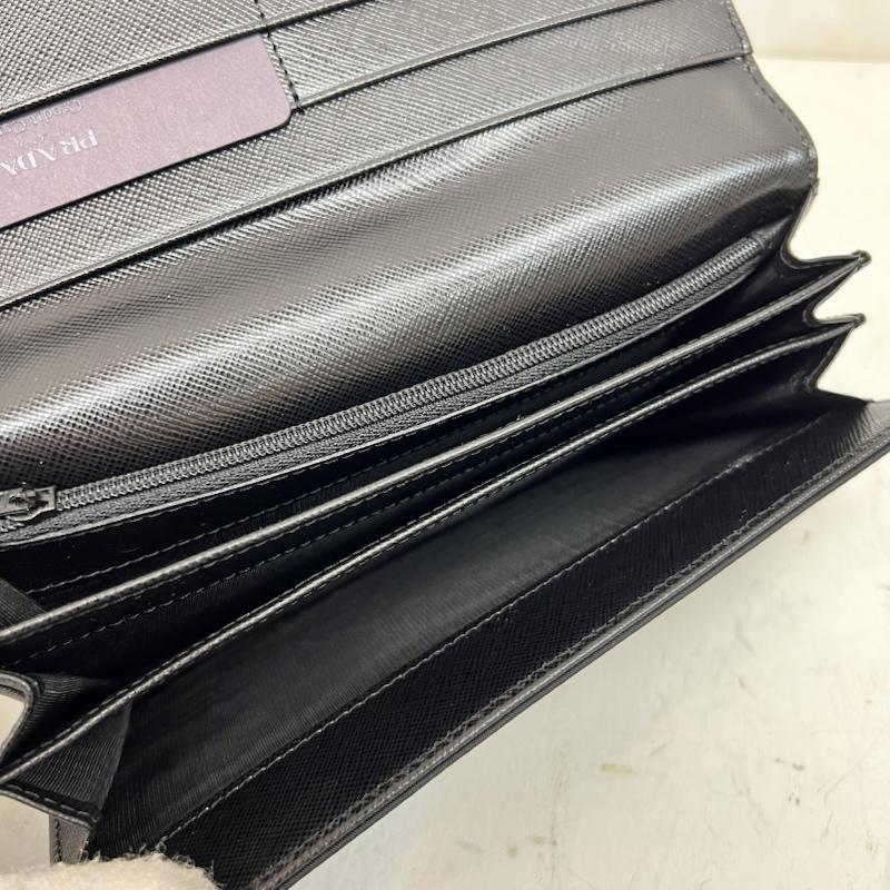 プラダ PRADA 財布 長財布 ナイロン レザー 三角プレート 長財布 1M0608 シリアルナンバーあり - 黒 / ブラック / black レディース USED 古着 中古 50164343
