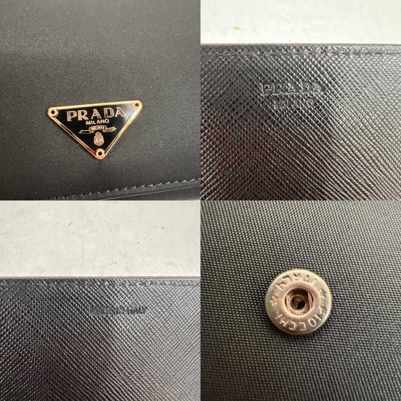 プラダ PRADA 財布 長財布 ナイロン レザー 三角プレート 長財布 1M0608 シリアルナンバーあり - 黒 / ブラック / black レディース USED 古着 中古 50164343