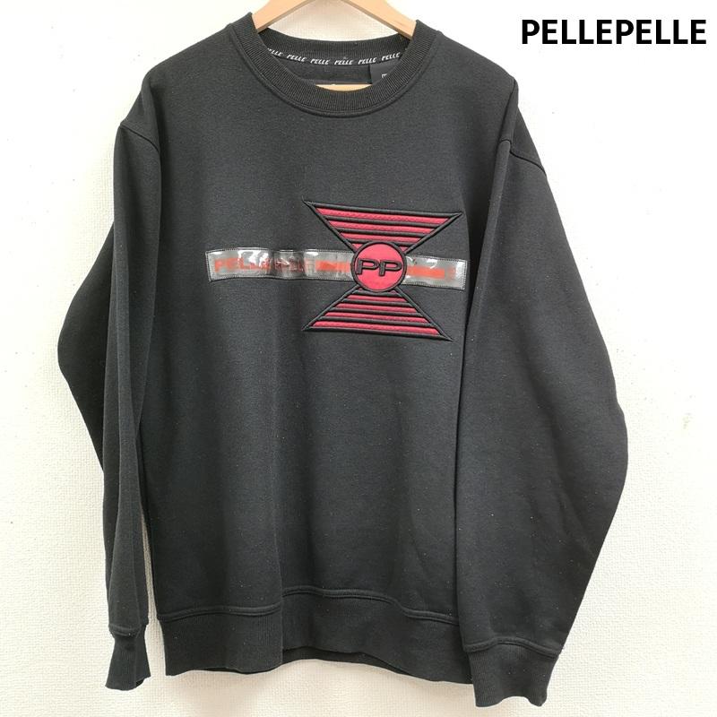 ペレペレ PELLEPELLE トレーナー 長袖 ラバー ワッペン クリアパッチ 裏起毛 ビッグシルエット スウェット 黒 / ブラック / black メンズ USED 古着 中古 50164363