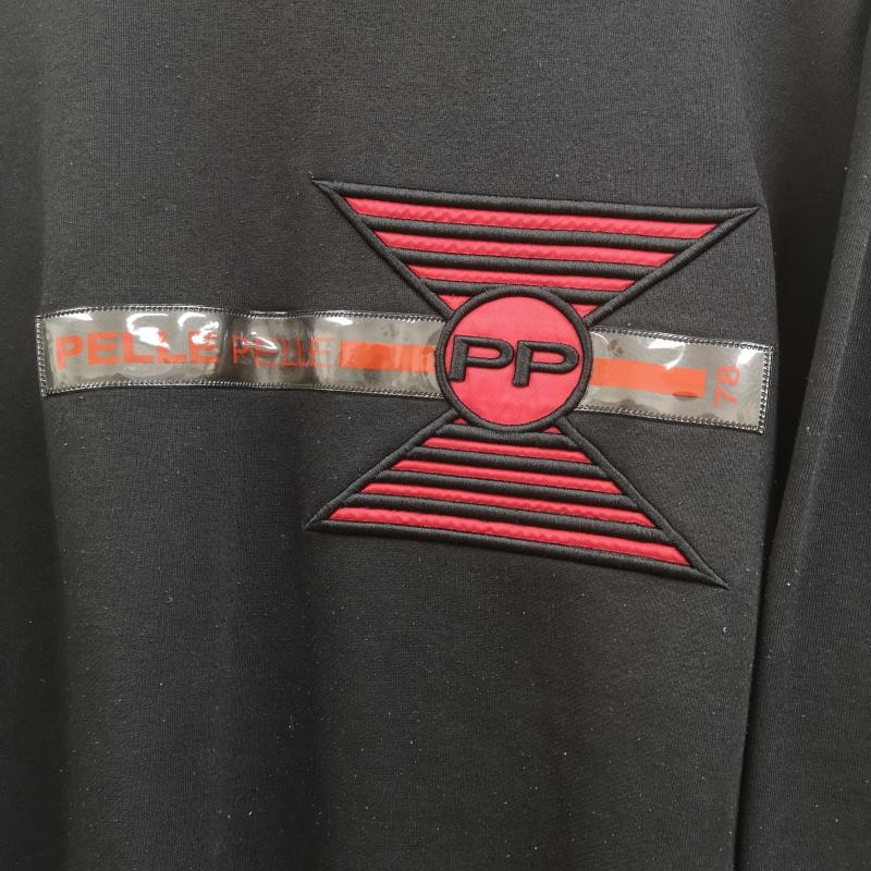 ペレペレ PELLEPELLE トレーナー 長袖 ラバー ワッペン クリアパッチ 裏起毛 ビッグシルエット スウェット 黒 / ブラック / black メンズ USED 古着 中古 50164363