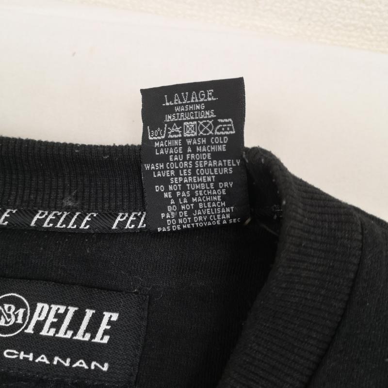 ペレペレ PELLEPELLE トレーナー 長袖 ラバー ワッペン クリアパッチ 裏起毛 ビッグシルエット スウェット 黒 / ブラック / black メンズ USED 古着 中古 50164363