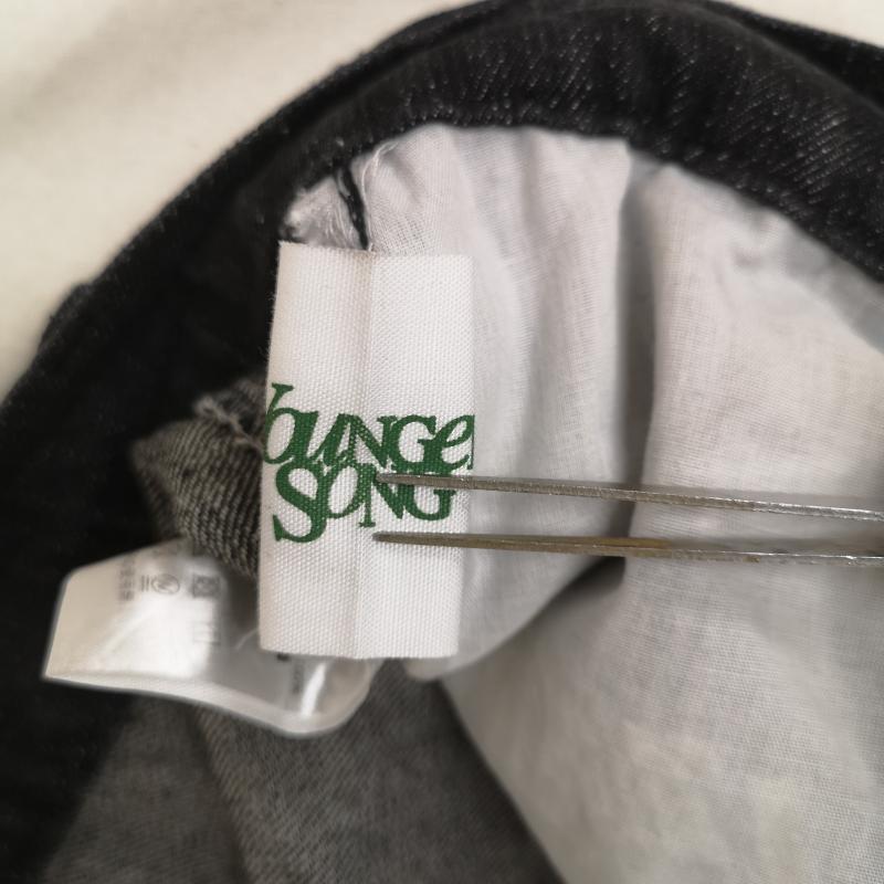 古着 USED パンツ デニム、ジーンズ ダブルニー ラインスタッズ ロゴ刺繍 ワイド シルエット バタフライ 蝶 M 黒 / ブラック / black メンズ USED 古着 中古 50164374