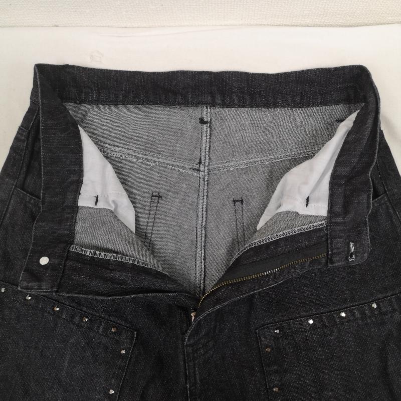 古着 USED パンツ デニム、ジーンズ ダブルニー ラインスタッズ ロゴ刺繍 ワイド シルエット バタフライ 蝶 M 黒 / ブラック / black メンズ USED 古着 中古 50164374