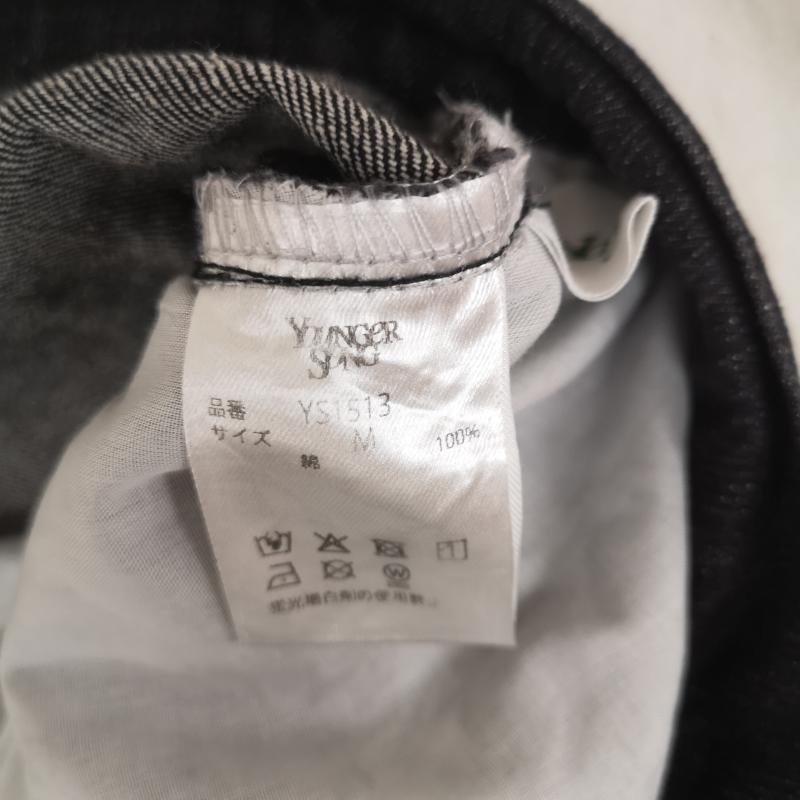 古着 USED パンツ デニム、ジーンズ ダブルニー ラインスタッズ ロゴ刺繍 ワイド シルエット バタフライ 蝶 M 黒 / ブラック / black メンズ USED 古着 中古 50164374