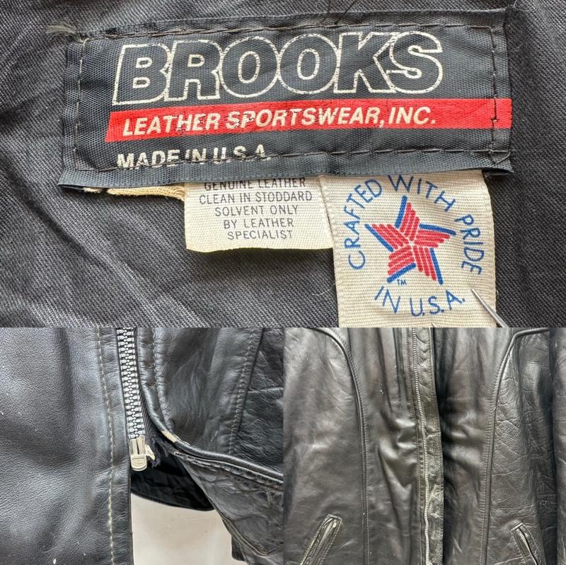 ブルックス BROOKS ジャケット、上着 レザージャケット 80s USA製 シングル ライダース レザ－ ジャケット - 黒 / ブラック / black メンズ USED 古着 中古 50164377
