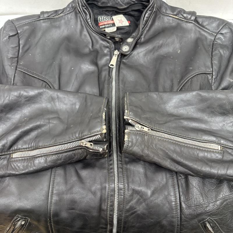 ブルックス BROOKS ジャケット、上着 レザージャケット 80s USA製 シングル ライダース レザ－ ジャケット - 黒 / ブラック / black メンズ USED 古着 中古 50164377