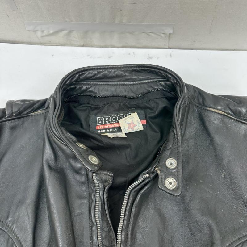 ブルックス BROOKS ジャケット、上着 レザージャケット 80s USA製 シングル ライダース レザ－ ジャケット - 黒 / ブラック / black メンズ USED 古着 中古 50164377