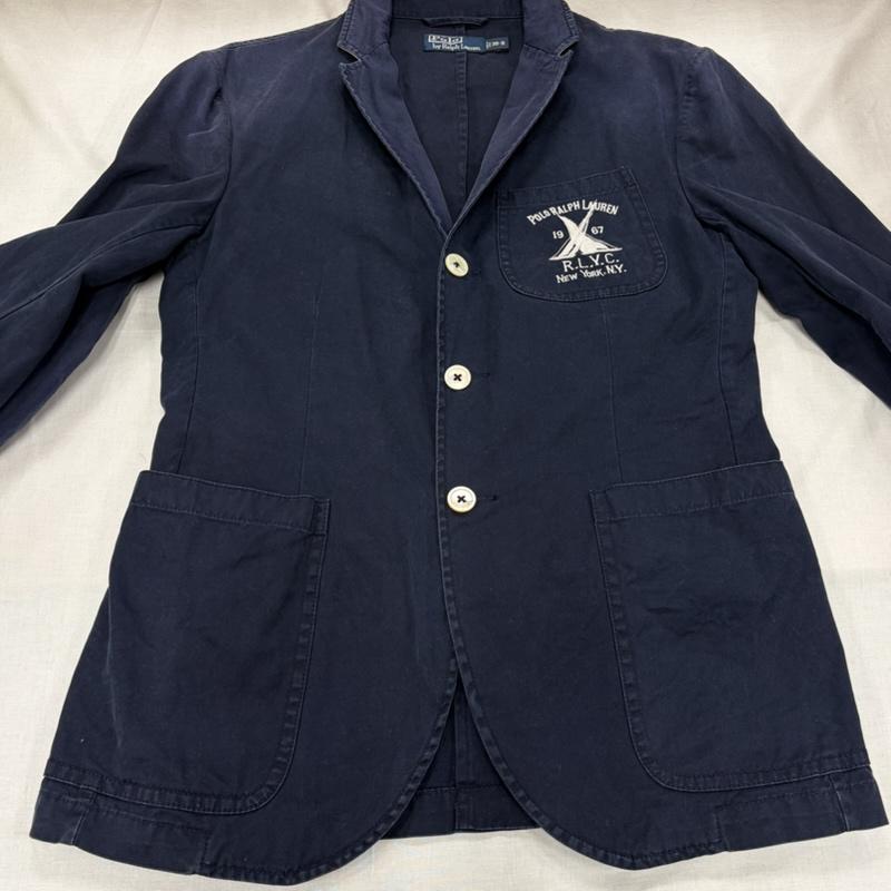 ポロバイラルフローレン Polo by RALPH LAUREN ジャケット、上着 ジャケット、ブレザー 90s R.L.Y.C.テーラード ジャケット ロゴ 刺繍 ヨットクラブ フェード ヴィンテージ 38 ロゴ、文字 X 刺繍 紺 / ネイビー / navy X 白 / ホワイト / white メンズ USED 古着 中古 50164392
