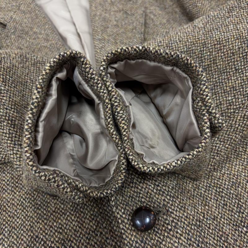 パパス PAPAS ジャケット、上着 ジャケット、ブレザー HARRIS TWEED ハリスツイード コラボ くるみボタン テーラード ジャケット ウール100％ L 茶 / ブラウン / brown X ベージュ / ベージュ / beige メンズ USED 古着 中古 50164393