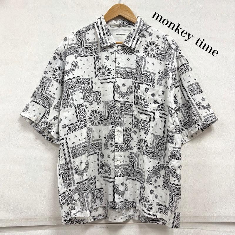 モンキータイム MONKEY TIME シャツ、ブラウス 半袖 半袖 ペイズリー ワークシャツ バンダナ UNITED ARROWS ユナイテッドアローズ L プリント X ペイズリー 白 / ホワイト / white X 黒 / ブラック / black メンズ USED 古着 中古 50164395