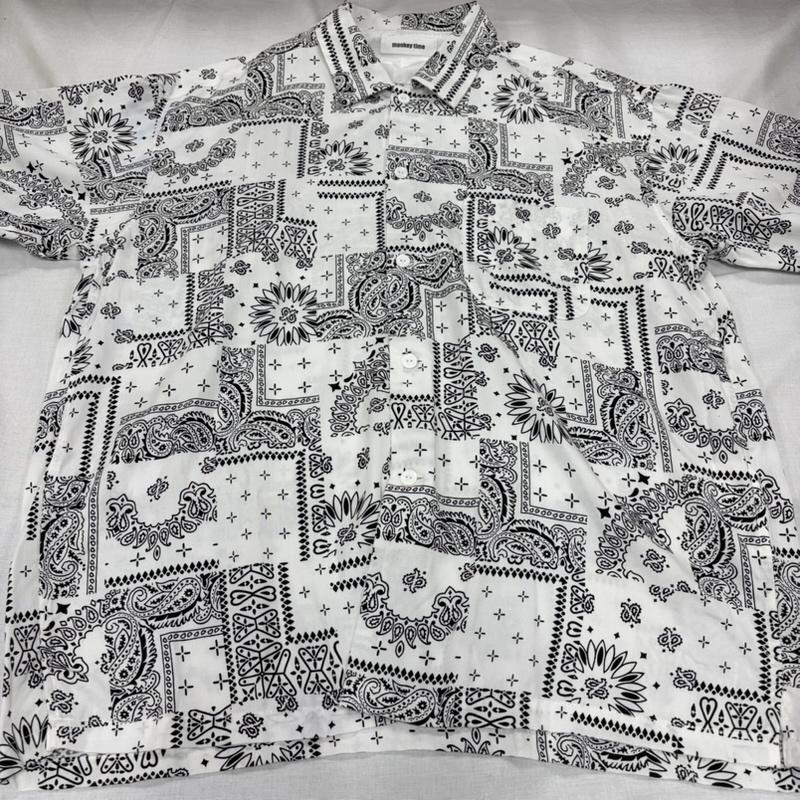 モンキータイム MONKEY TIME シャツ、ブラウス 半袖 半袖 ペイズリー ワークシャツ バンダナ UNITED ARROWS ユナイテッドアローズ L プリント X ペイズリー 白 / ホワイト / white X 黒 / ブラック / black メンズ USED 古着 中古 50164395