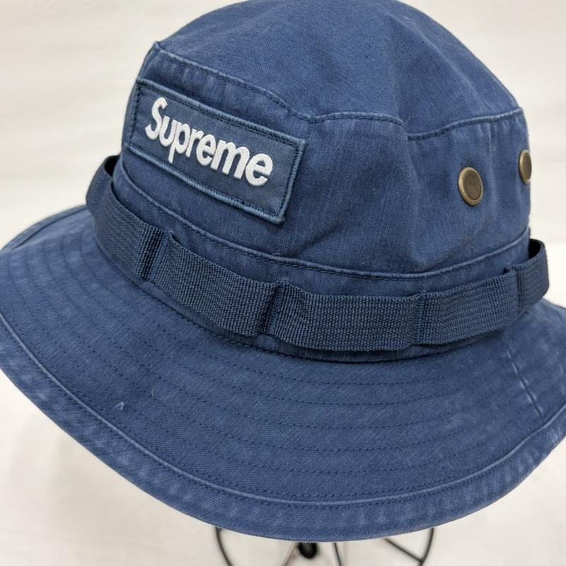 シュプリーム Supreme 帽子 ハット Military Boonie ミリタリー ブーニー サファリハット BOX ロゴ アウトドア メタルピン ジャングル - ロゴ、文字 X 刺繍 紺 / ネイビー / navy X 白 / ホワイト / white メンズ USED 古着 中古 50164397