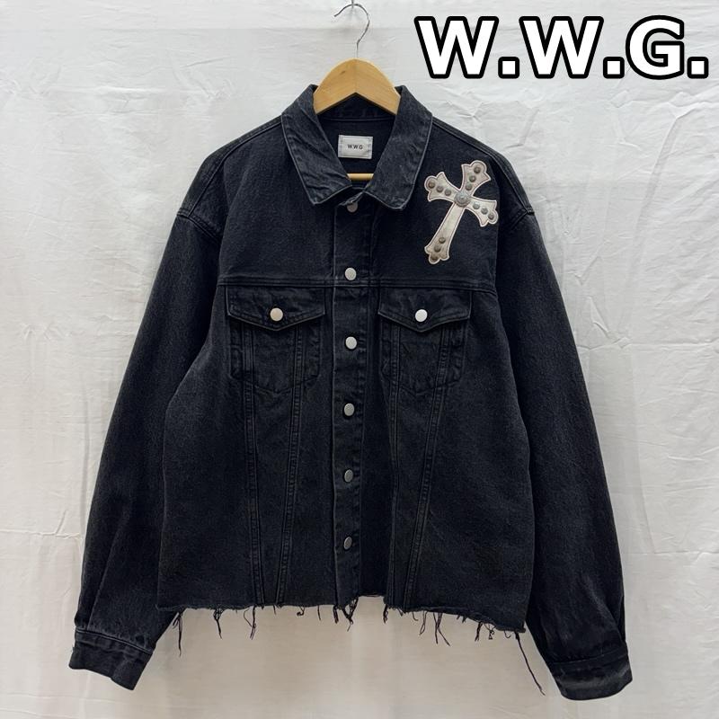 フーズフーギャラリー WHO S WHO gallery ジャケット、上着 ジャンパー、ブルゾン W.W.G. ブラック デニム トラッカー ジャケット 裾カットオフ クロス FREE 黒 / ブラック / black レディース USED 古着 中古 50164404