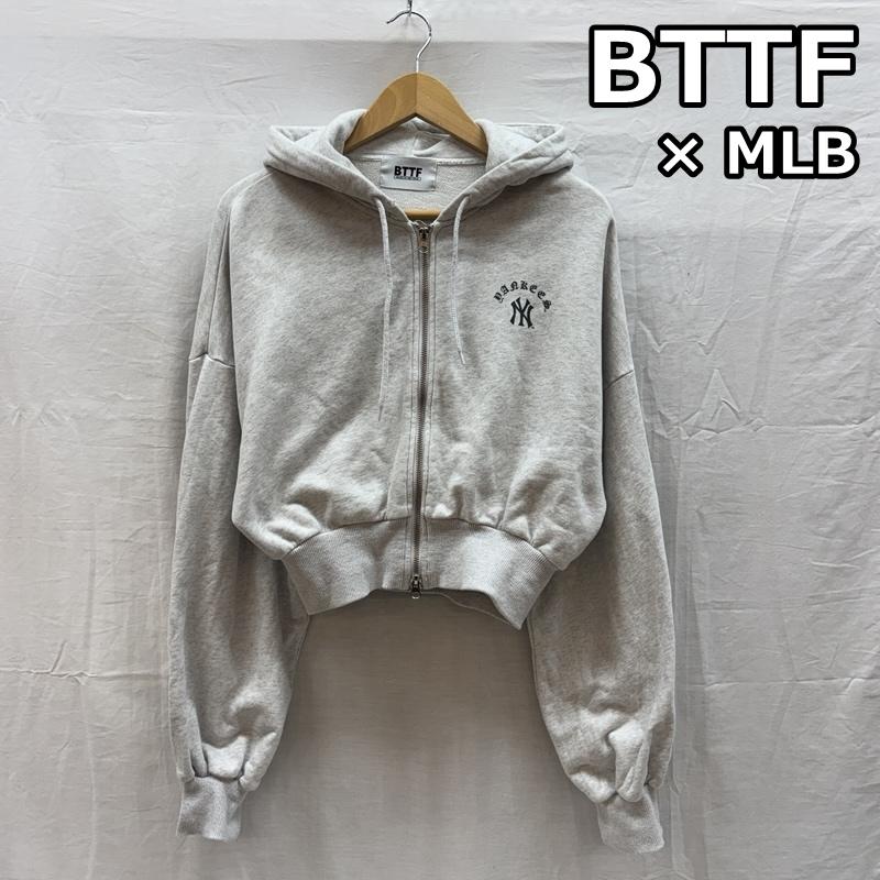 古着 USED パーカー 長袖 BTTF BACK TO THE FIELD ヤンキース MLB ショート丈 ジップ パーカー フーディ FREE レディース USED 古着 中古 50164405
