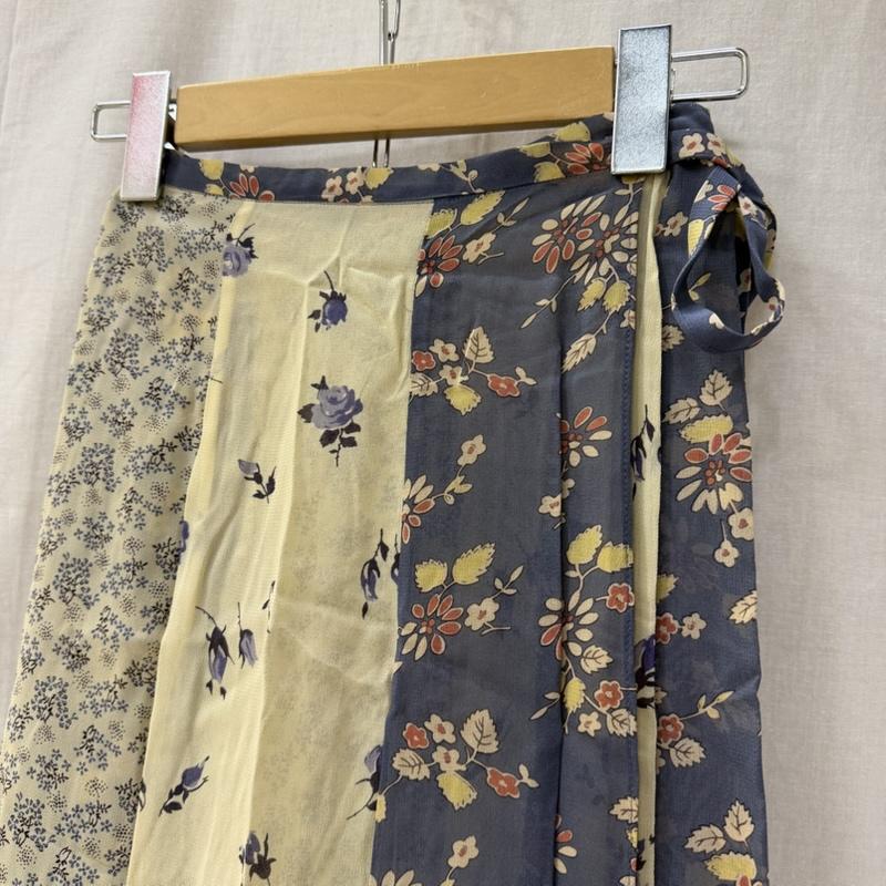ラルフローレン RALPHLAUREN スカート ロングスカート RALPH RALPHLAUREN インパクト21製 パネルデザイン ラップスカート 花柄 ブルー レーヨン S 花柄 青 / ブルー / blue レディース USED 古着 中古 50164408