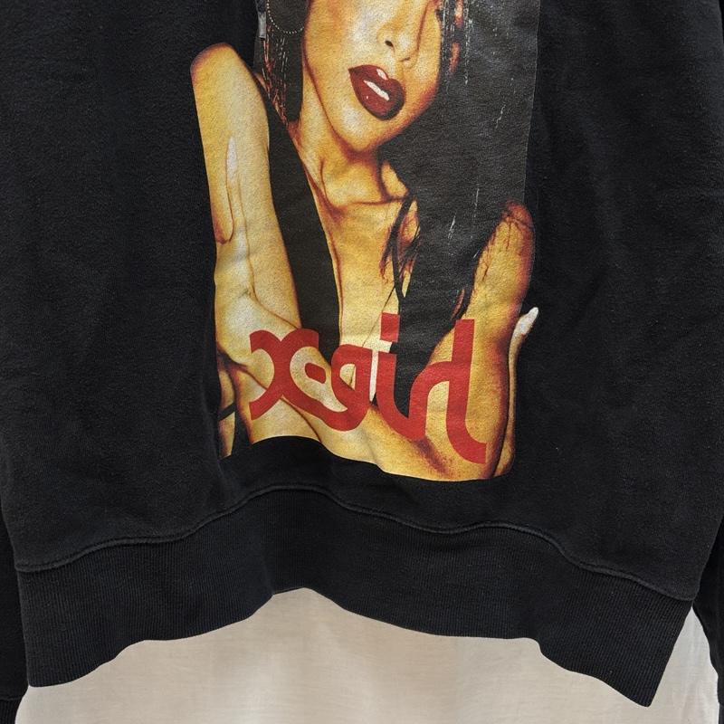 エックスガール X-girl パーカー 長袖 05194217 19AW AALIYAH アリーヤ スウェット プルオーバー フーディ パーカー 2 黒 / ブラック / black レディース USED 古着 中古 50164412