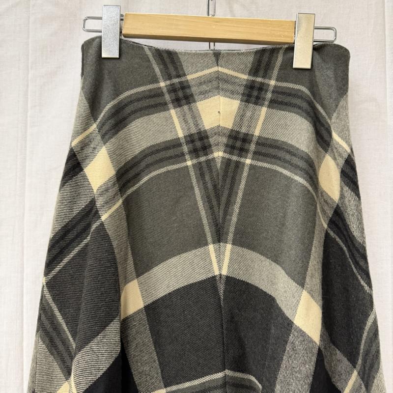 ラルフローレン RALPHLAUREN スカート ロングスカート RALPHLAUREN COUNTRY ストール風巻きスカート フリンジ チェック柄 ブラック×グレー 9 インパクト21製 9号 チェック 黒 / ブラック / black X 灰 / グレー / gray レディース USED 古着 中古 50164414