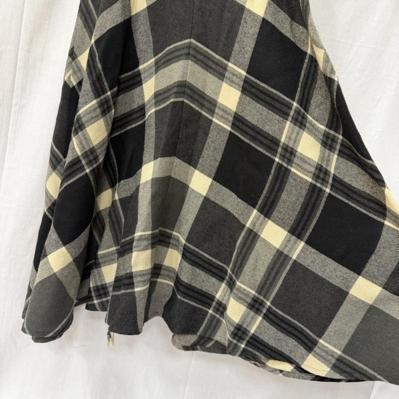 ラルフローレン RALPHLAUREN スカート ロングスカート RALPHLAUREN COUNTRY ストール風巻きスカート フリンジ チェック柄 ブラック×グレー 9 インパクト21製 9号 チェック 黒 / ブラック / black X 灰 / グレー / gray レディース USED 古着 中古 50164414