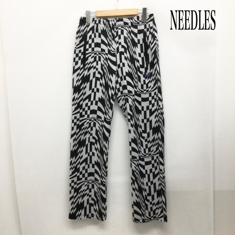 ニードルス Needles パンツ スラックス Needles KP345A トラック パンツ 総柄 XS 黒 ブラック 日本製 ネペンテス メンズ XS 総柄 白 / ホワイト / white X 黒 / ブラック / black メンズ USED 古着 中古 50164419