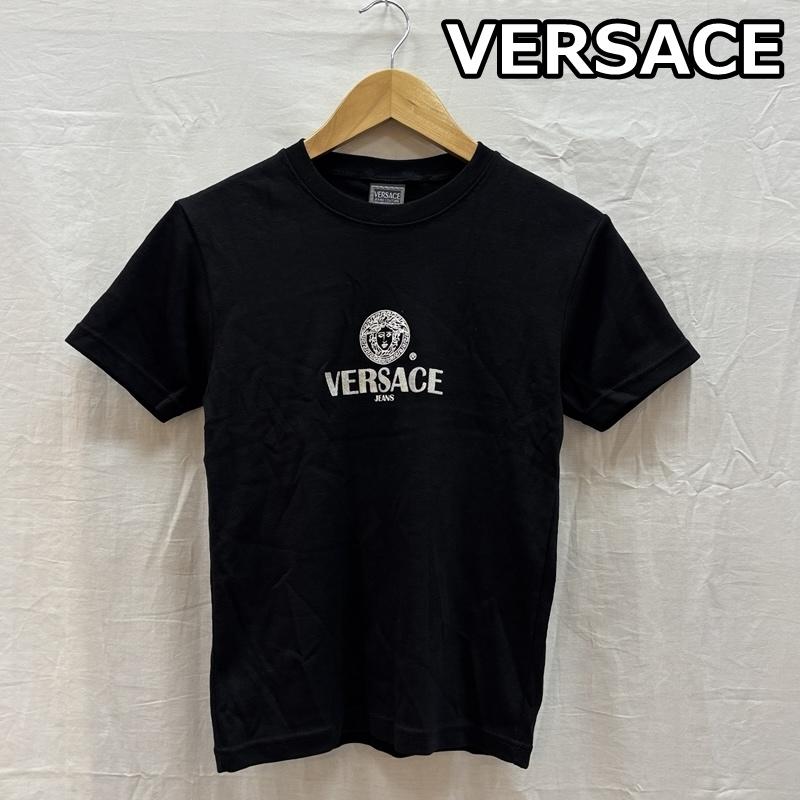 ヴェルサーチジーンズクチュール VERSACE JEANS COUTURE Tシャツ 半袖 イタリア製 ロゴ クルーネック 半袖 Tシャツ - 黒 / ブラック / black レディース USED 古着 中古 50164424