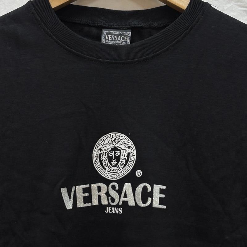 ヴェルサーチジーンズクチュール VERSACE JEANS COUTURE Tシャツ 半袖 イタリア製 ロゴ クルーネック 半袖 Tシャツ - 黒 / ブラック / black レディース USED 古着 中古 50164424
