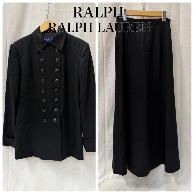 ラルフローレン RALPHLAUREN スーツ スーツ RALPH RALPHLAUREN インパクト21製 ナポレオンジャケット スカートスーツ black ※上下サイズ違い - 無地 黒 / ブラック / black レディース USED 古着 中古 50164433