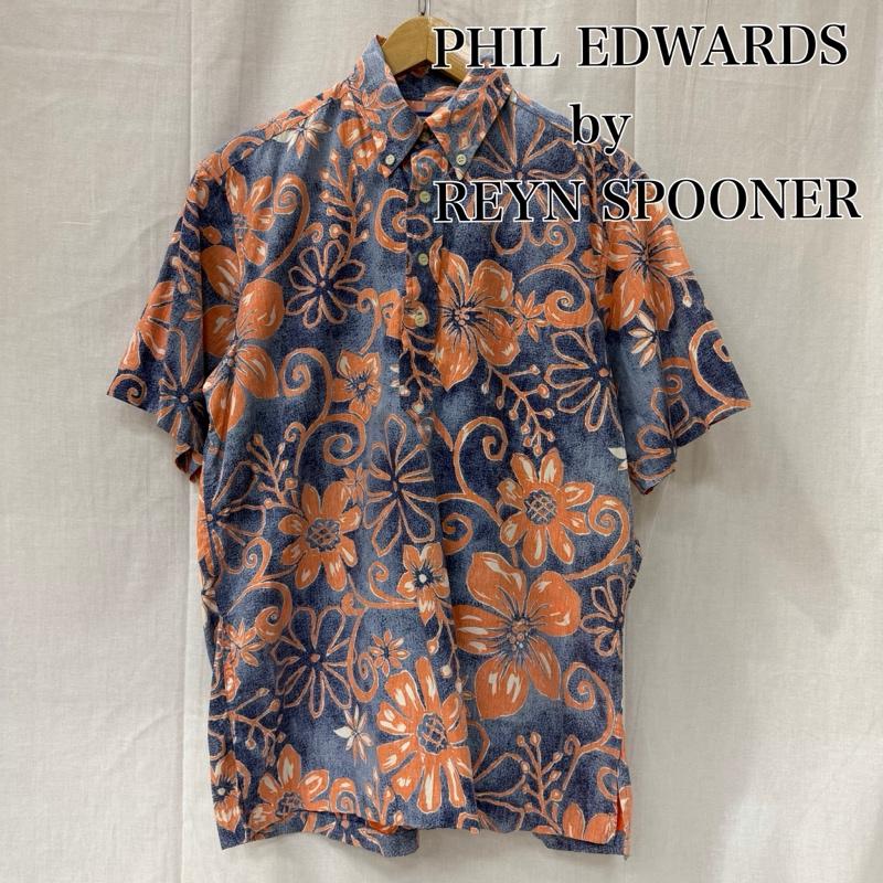 レインスプーナー reyn spooner シャツ、ブラウス 半袖 90s phil edwards by reyn spooner ハワイ製 ハーフボタンボタンダウン アロハシャツ 花柄 S S 花柄 青 / ブルー / blue X 橙 / オレンジ / orange メンズ USED 古着 中古 50164435
